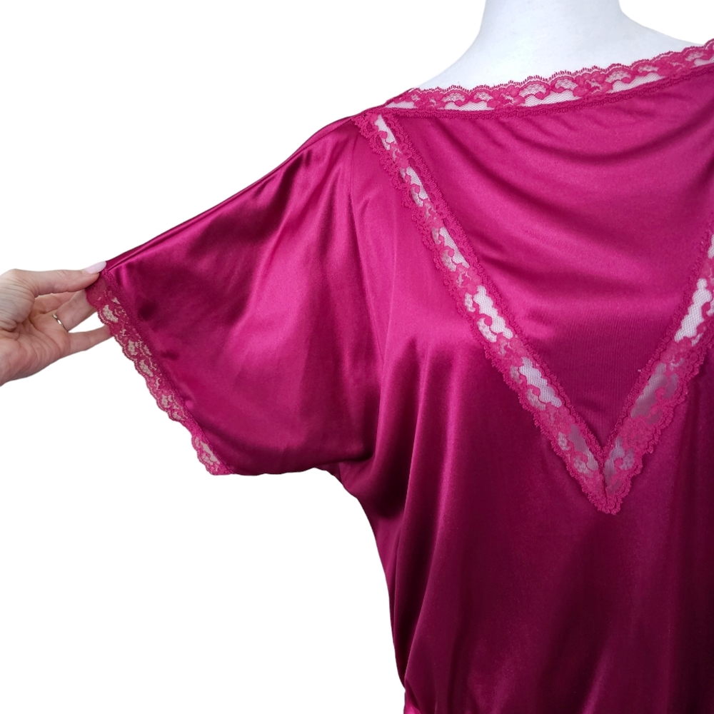 Retro 1980s 2 piece Pajama set Lace Detail Side Tie Top size M - Picture 16 of 16